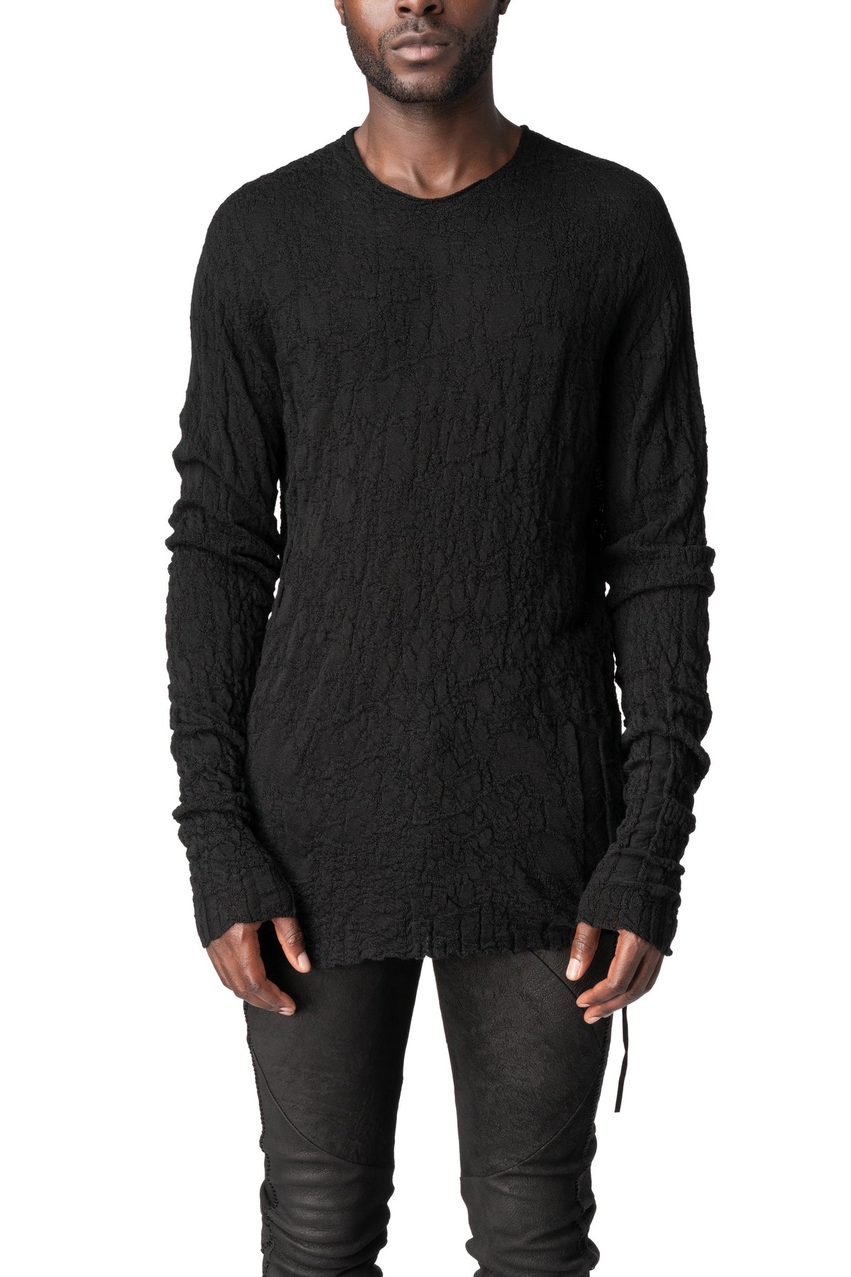 Light wool crew neck sweater, Black