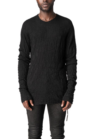 Light wool crew neck sweater, Black