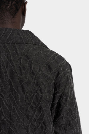 Deformed Herringbone Jacquard Double-Breasted Coat