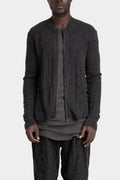 Blackmerle | AW25 - Distressed zip up knit sweater, Grey M04-125CC