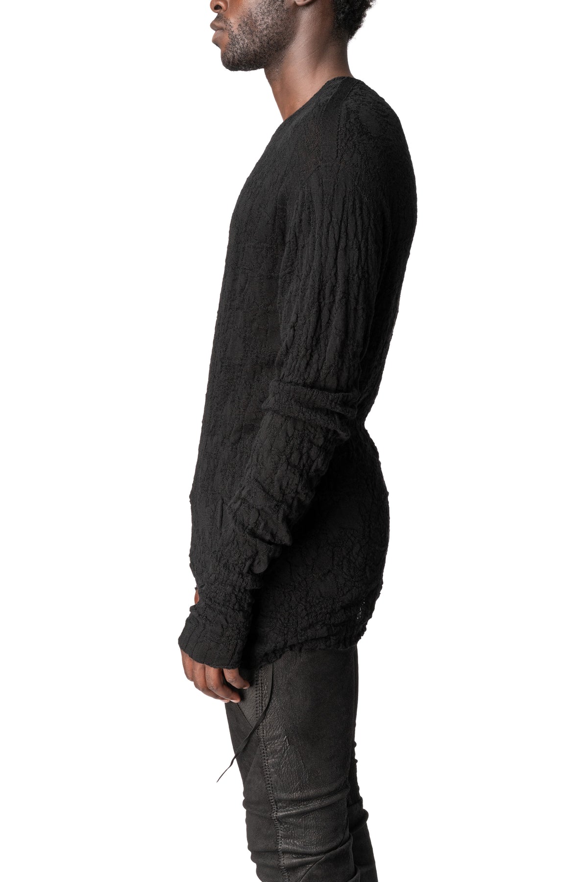 Light wool crew neck sweater, Black