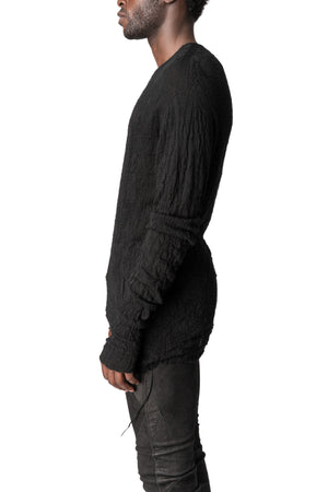Light wool crew neck sweater, Black
