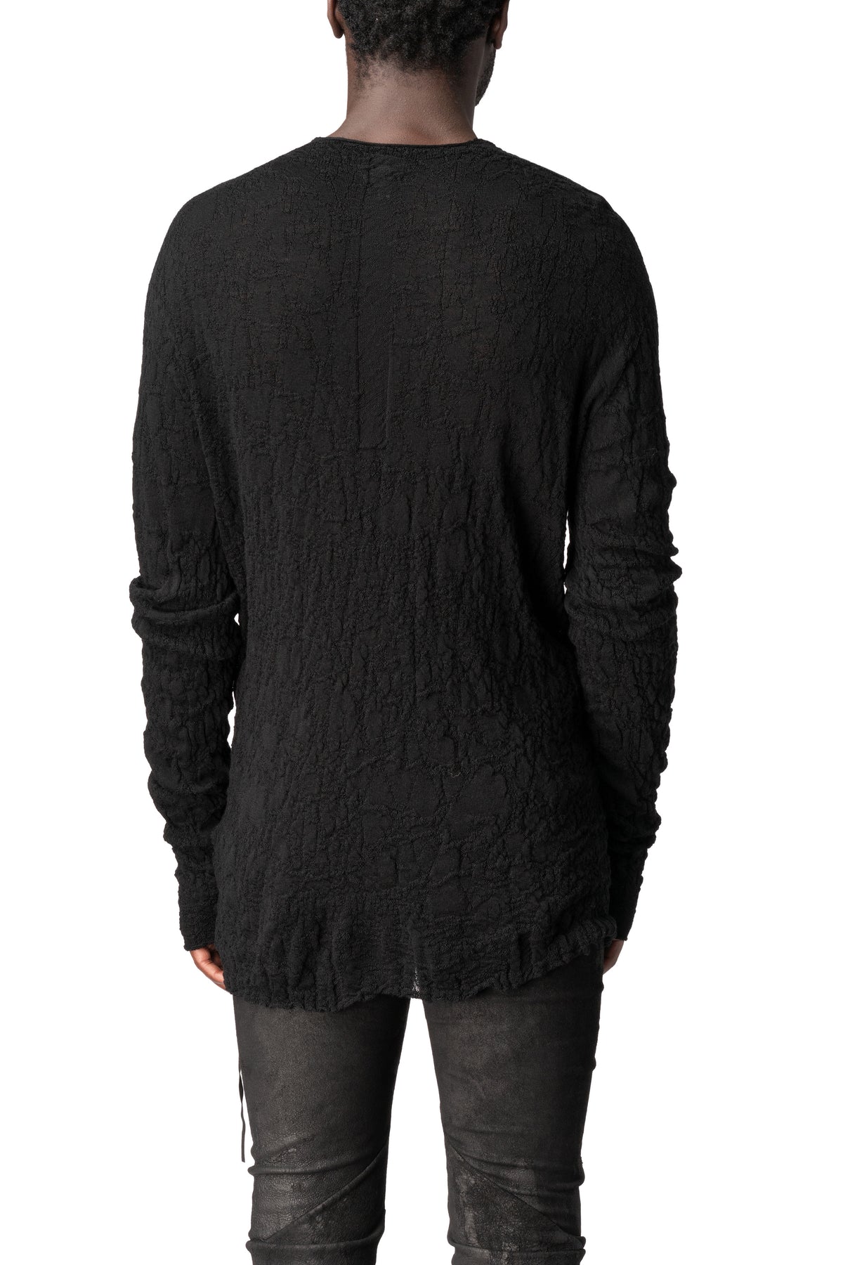 Light wool crew neck sweater, Black