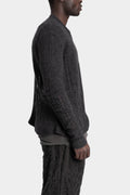 Blackmerle | AW25 - Distressed zip up knit sweater, Grey M04-125CC