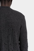 Blackmerle | AW25 - Distressed zip up knit sweater, Grey M04-125CC