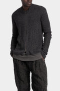 Blackmerle | AW25 - Distressed zip up knit sweater, Grey M04-125CC