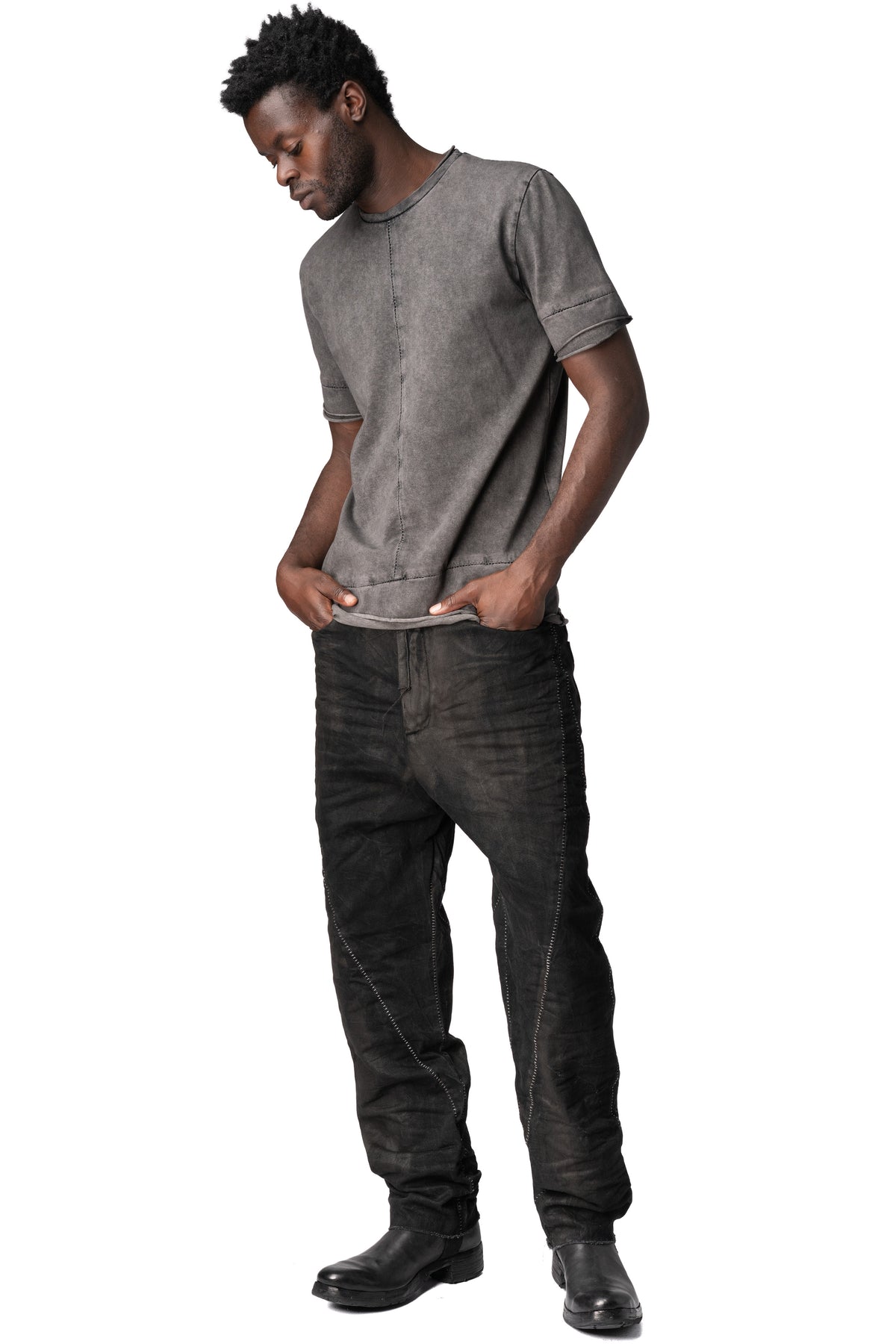 Layered hem heavy cotton t-shirt, Antra Wash