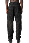 Loose fit treated denim jeans