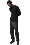 Loose fit treated denim jeans