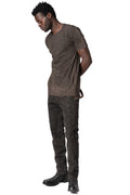 Cross panelled cotton t-shirt, Brown Wash