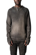 Hooded half-zip heavy wool sweater