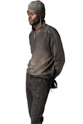 Hooded half-zip heavy wool sweater