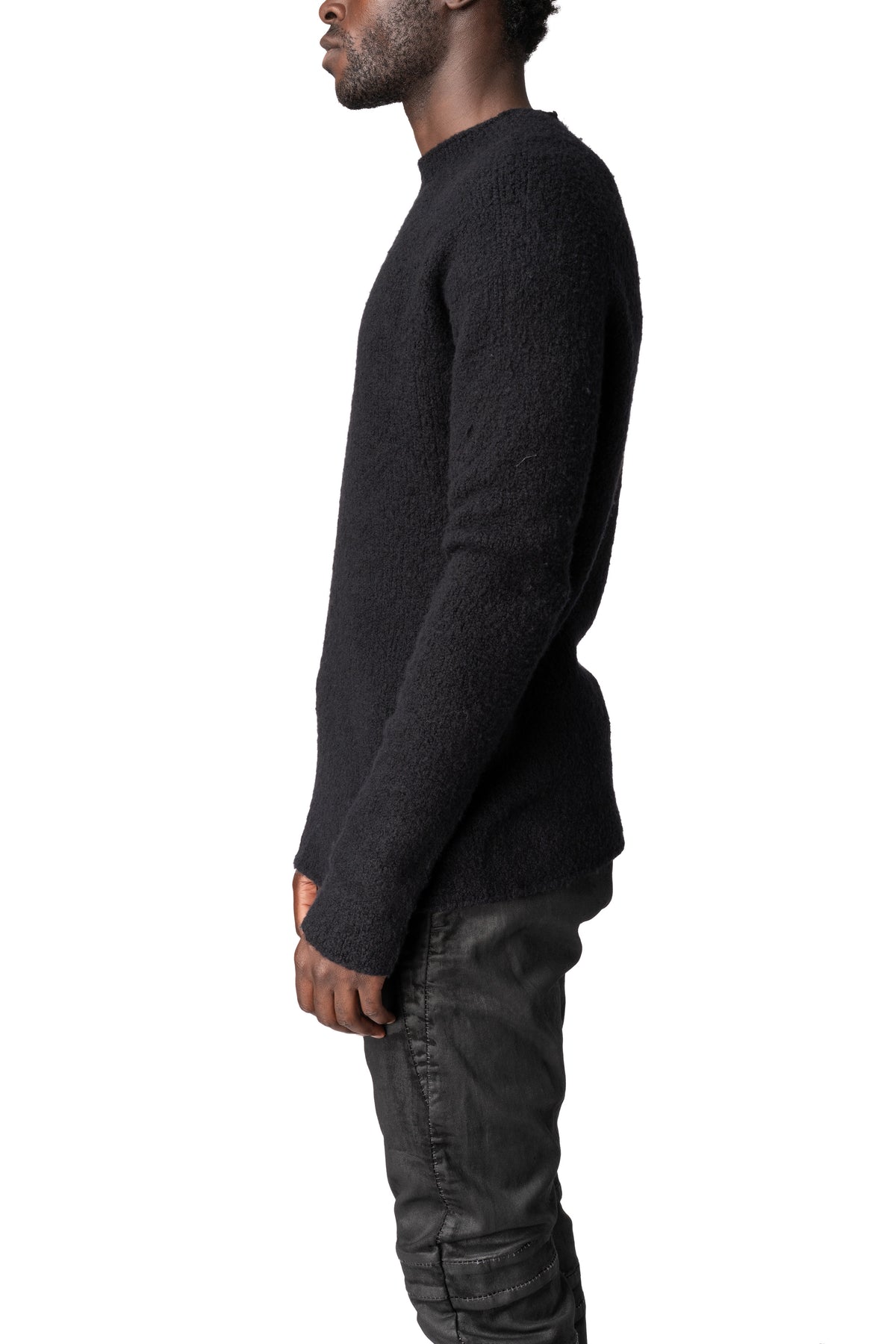 Heavy wool sweater with cross embroidery