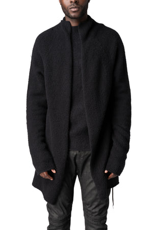 Long heavy wool open cardigan