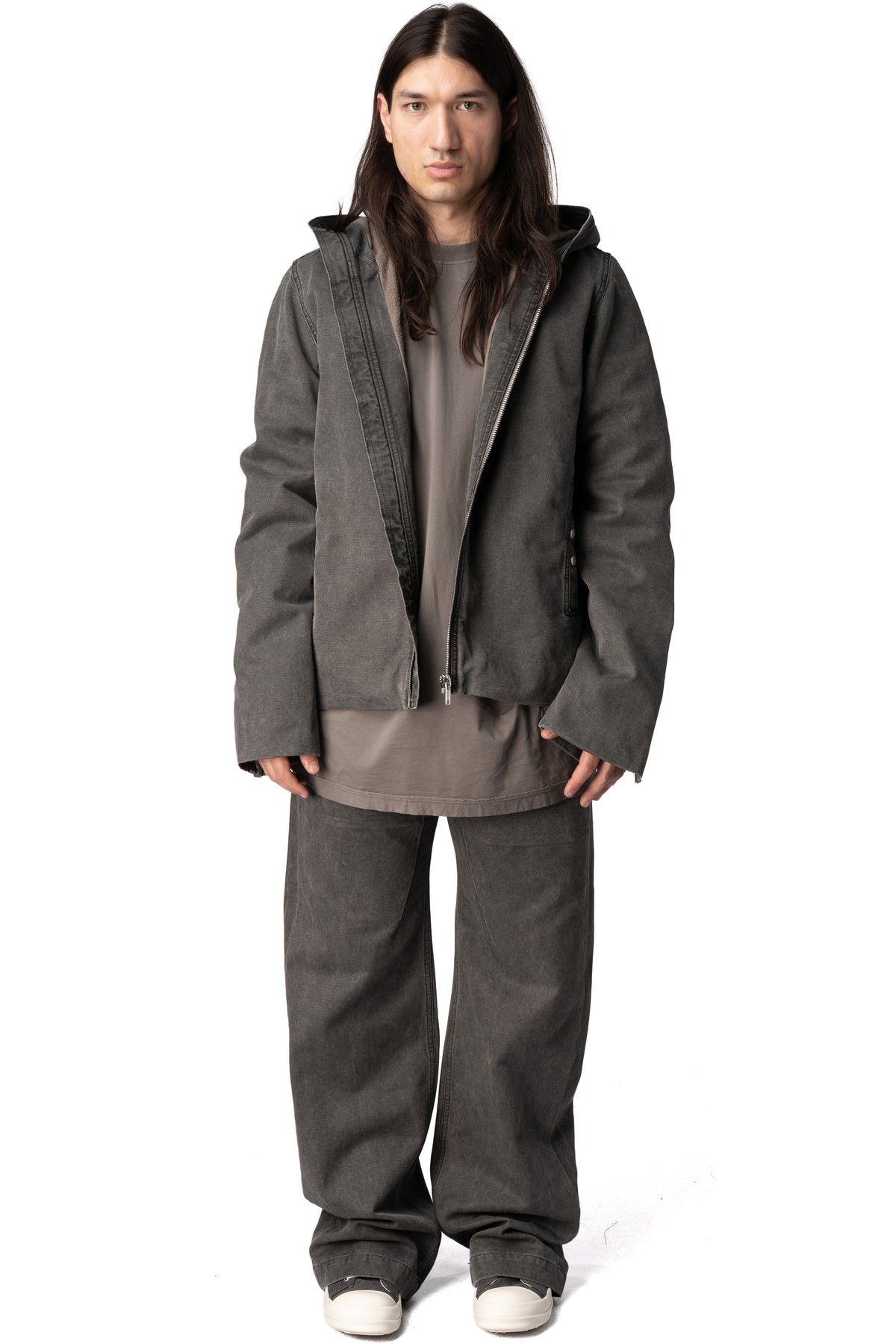 Gimp Zipfront hooded canvas jacket, Gravel