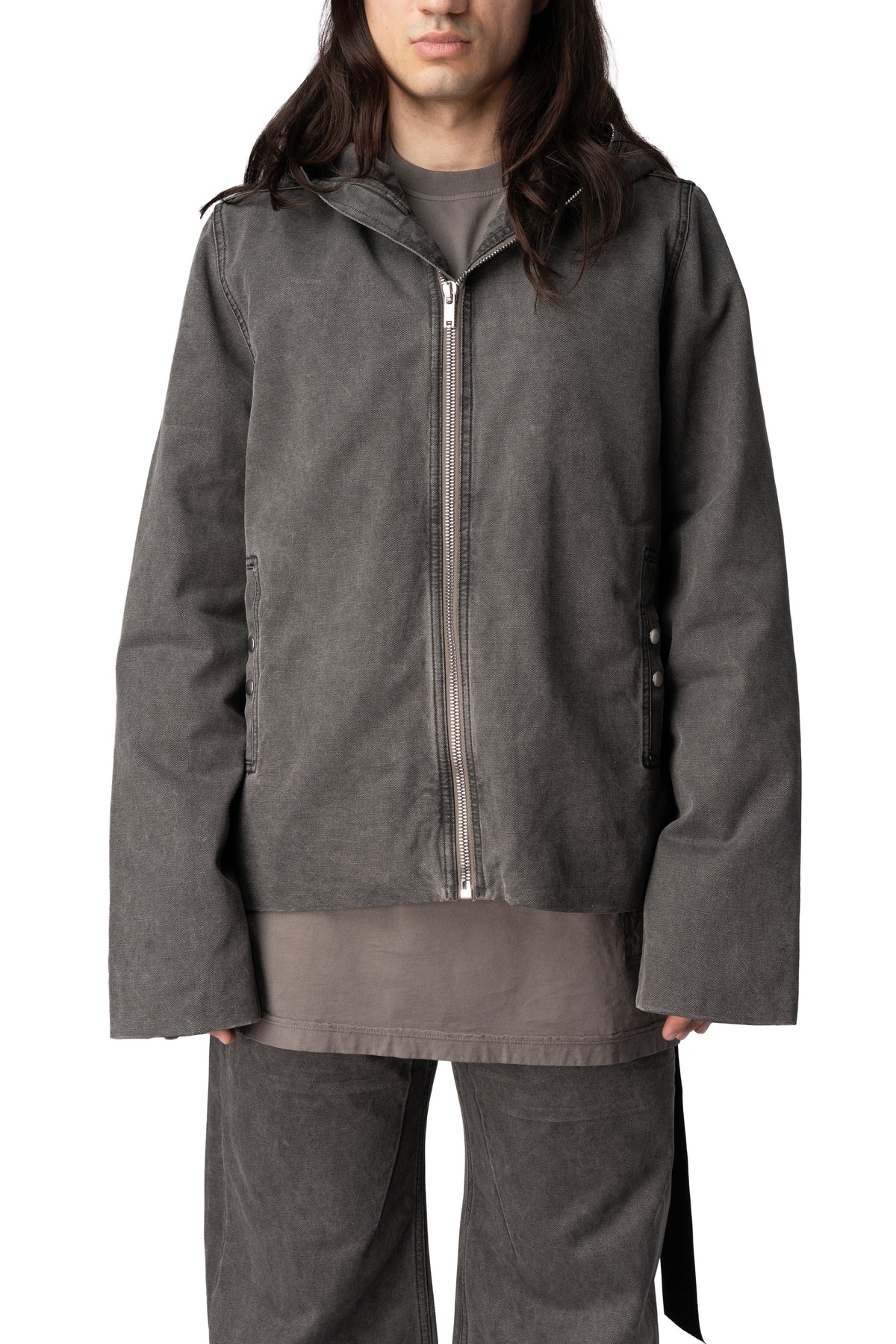 Gimp Zipfront hooded canvas jacket, Gravel