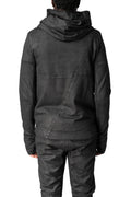 Asymmetric zip coated hooded sweatshirt, Black Leather