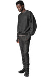 Loose fit cross seam sweatshirt, Black Leather