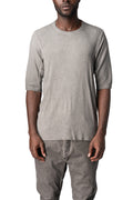 Raglan cut cashmere blend leather spine t-shirt, Elephant grey