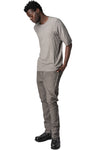 Raglan cut cashmere blend leather spine t-shirt, Elephant grey