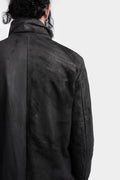 Washed long leather jacket