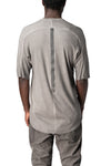 Raglan cut cashmere blend leather spine t-shirt, Elephant grey