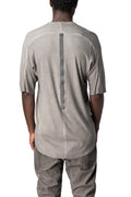 Raglan cut cashmere blend leather spine t-shirt, Elephant grey