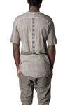 Raglan cut leather spine t-shirt, Elephant grey