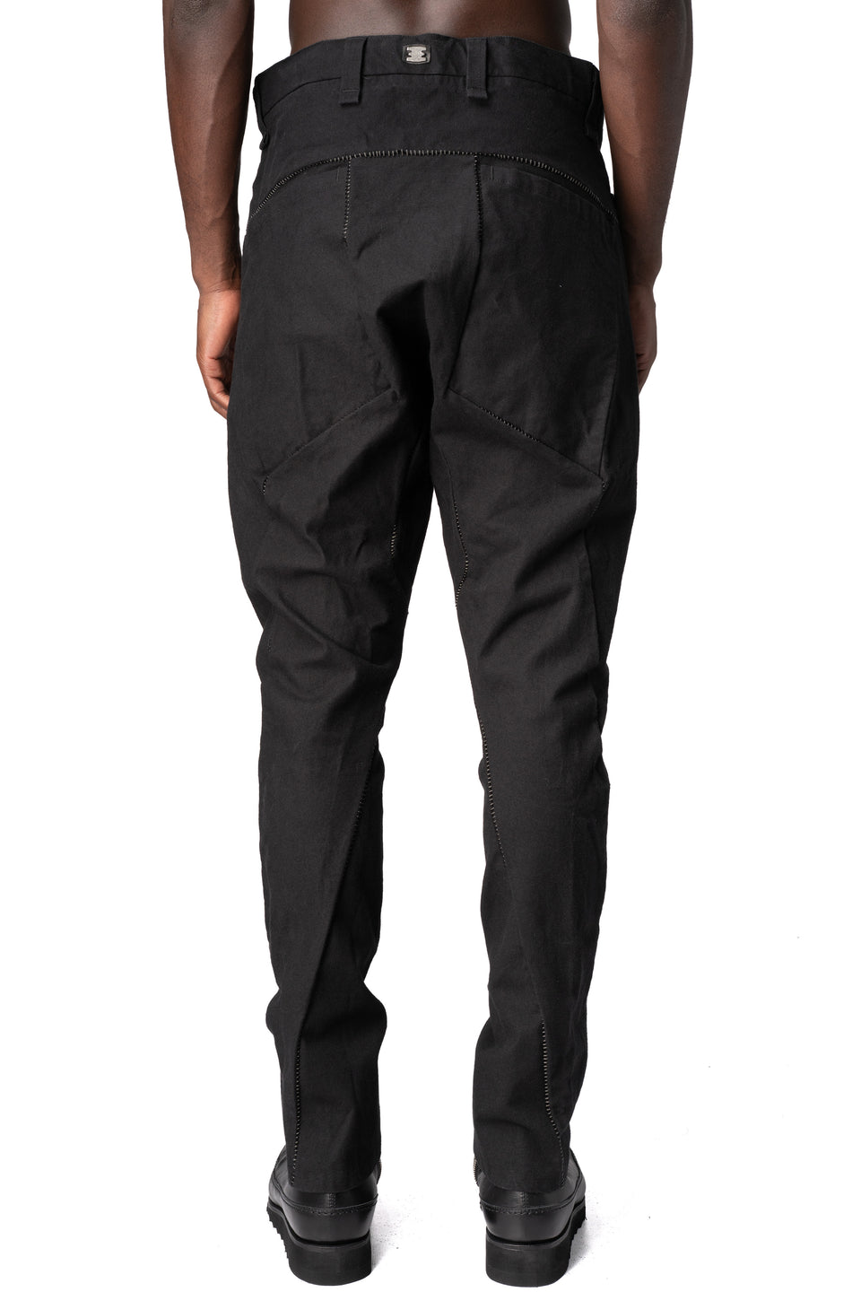 Low crotch 4 pocket cotton pants, Black