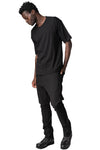 Raglan cut leather spine t-shirt, Black