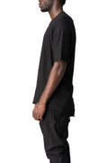 Raglan cut leather spine t-shirt, Black