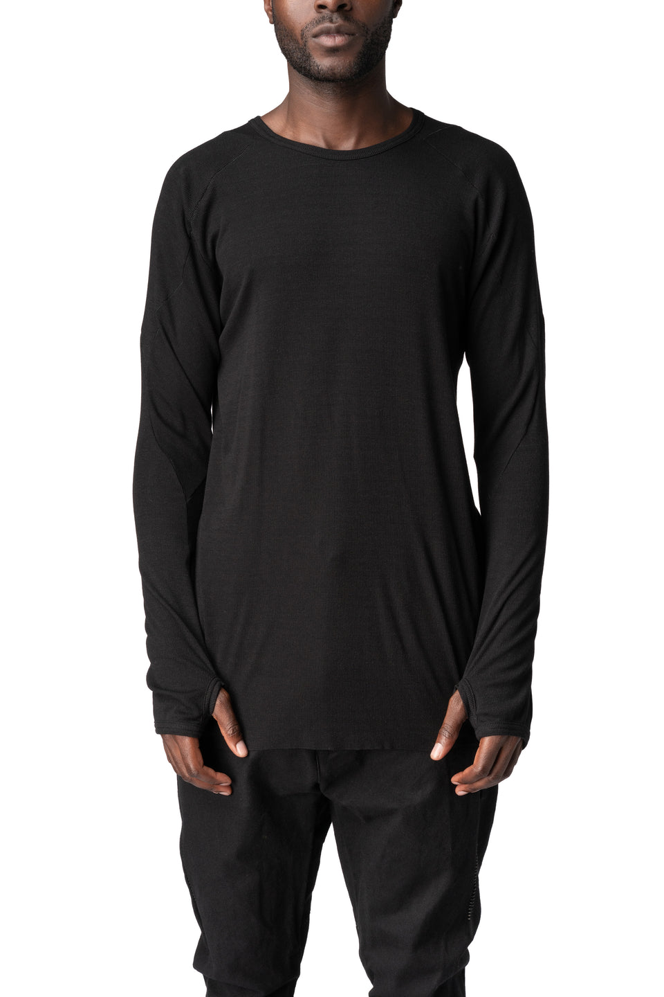 Two panel cashmere blend leather spine t-shirt, Black
