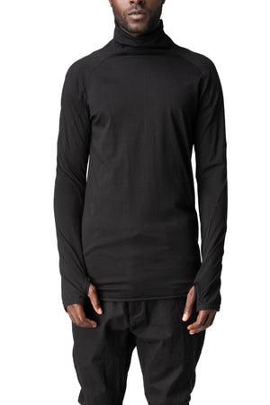 Musculature cut-out turtleneck long sleeve top, Black