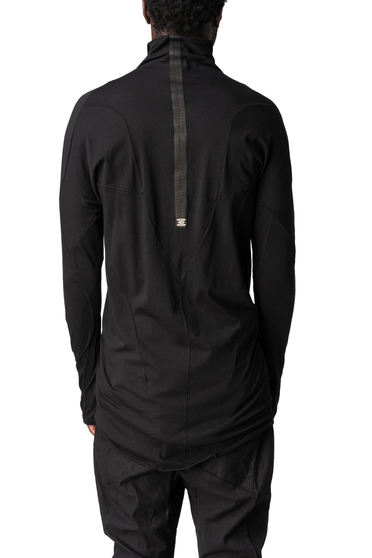 Musculature cut-out turtleneck long sleeve top, Black