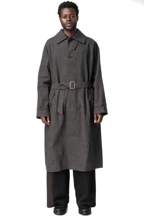 E Belted Overcoat, Grey