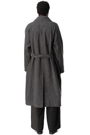 E Belted Overcoat, Grey