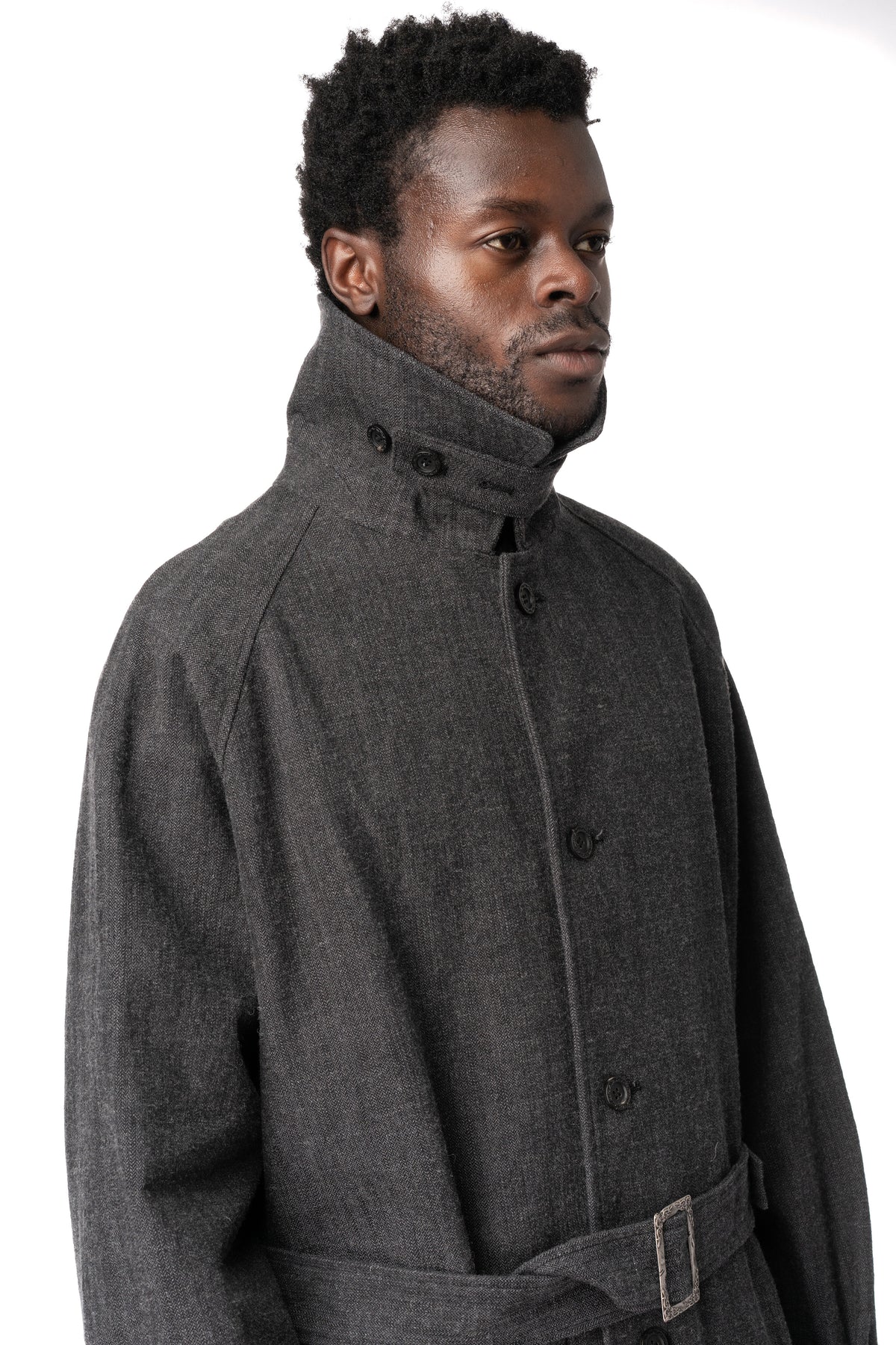 E Belted Overcoat, Grey