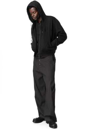 Overlocked Loose Buckleback Trousers, Black