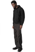 Distressed Zip Up Sweat Jacket, Black