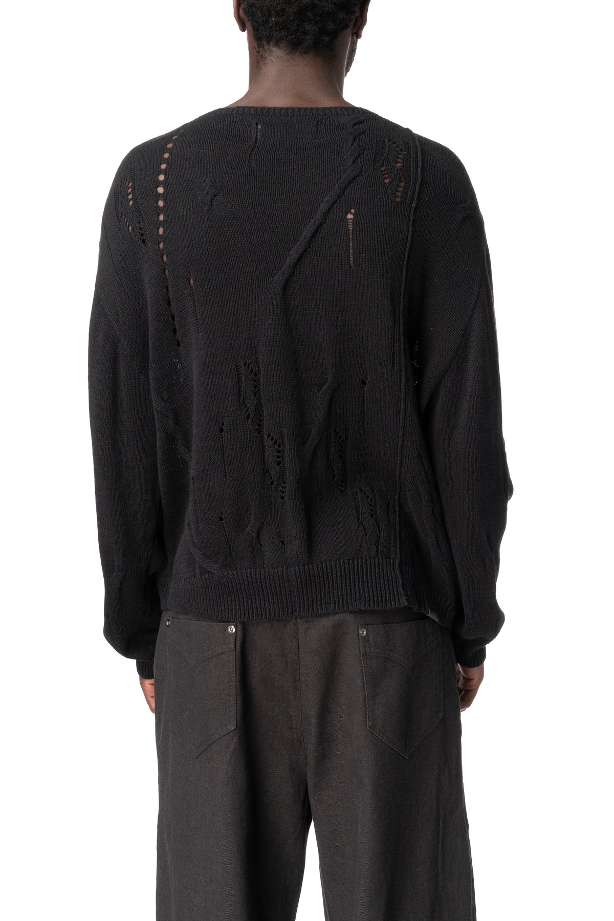 Distressed Textured Knit, Black