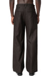 Asymmetric Suspender Skirt-Panel Pants, Brown