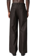 Asymmetric Suspender Skirt-Panel Pants, Brown