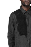 Knitted Panel Tunic Shirt, Grey