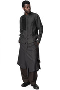 Knitted Panel Tunic Shirt, Grey