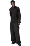 Foldable Waist Embroidered Trousers, Black