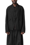 Overlock Mandarin Collar Blazer, Black