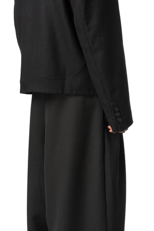 Overlock Mandarin Collar Blazer, Black