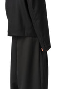 Overlock Mandarin Collar Blazer, Black