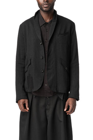 Distressed Knitted Blazer, Black