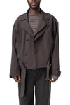Belted Cropped Trench, Greyish Purple